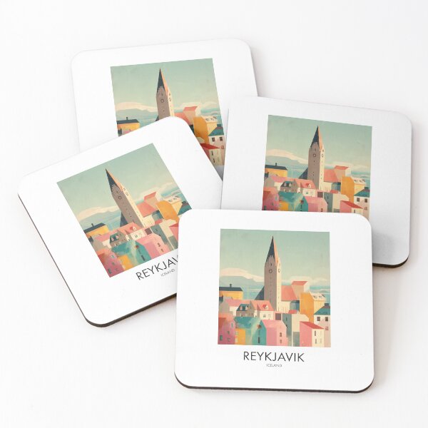 Item preview, Reykjavik – Pastel Colourful City Travel Print, Iceland designed and sold by MarkedArtPrints.