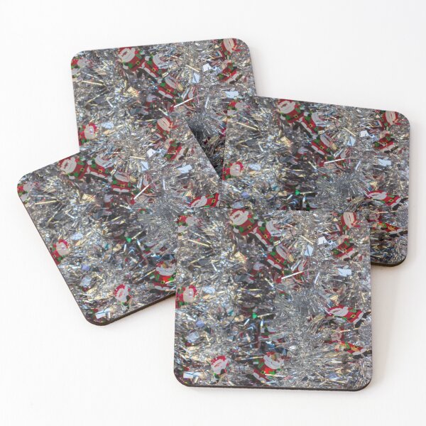 Item preview, Shiny Silver Tinsel With Santa Cutouts Create Festive Holiday Sparkle for Christmas Cheer designed and sold by Nmallia.