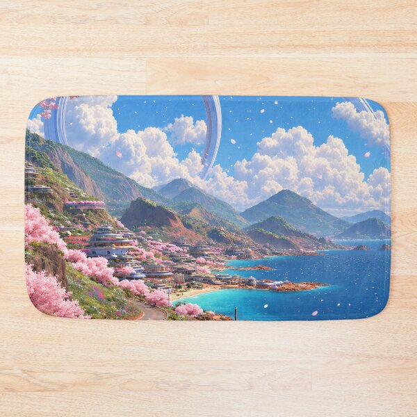 Item preview, Cherry Blossom Paradise – Futuristic Coastal Fantasy Landscape designed and sold by IRON SIREN.