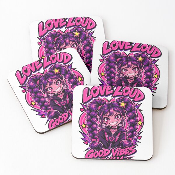 Item preview, Love Loud Good Vibes Only – Cute Pink Anime Girl designed and sold by AMIR PRO .