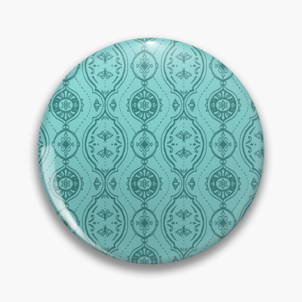 Item preview, Turquoise on Teal Tonal Hand Drawn Butterfly Damask Pattern designed and sold by Flora-and-Fable.