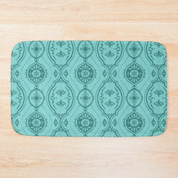 Item preview, Turquoise on Teal Tonal Hand Drawn Butterfly Damask Pattern designed and sold by Flora-and-Fable.