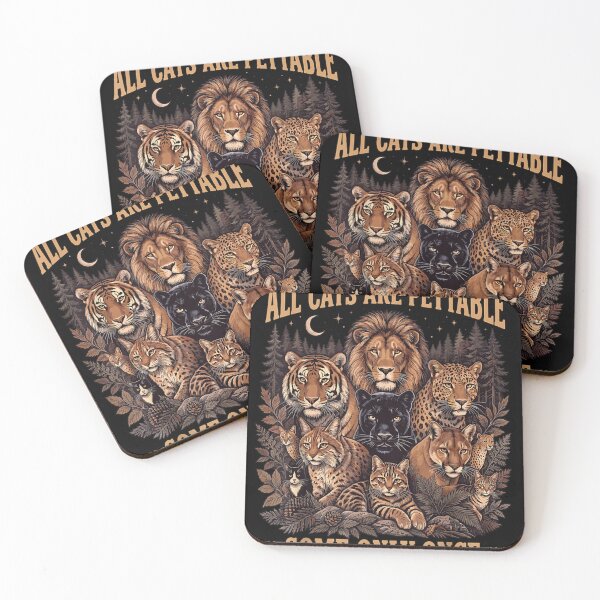 Item preview, All Cats Are Pettable, Some Only Once, Funny Wild Cats, Vintage Lion Tiger Leopard Wildlife Gift  designed and sold by Crookedorbit ⭐⭐⭐⭐⭐ .