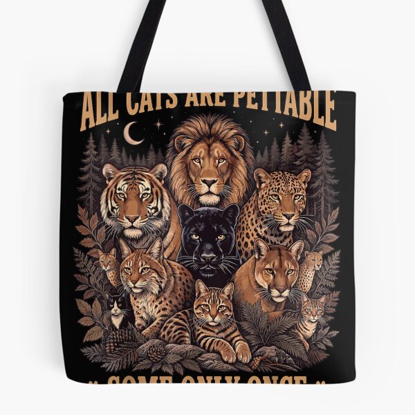 Item preview, All Cats Are Pettable, Some Only Once, Funny Wild Cats, Vintage Lion Tiger Leopard Wildlife Gift  designed and sold by Crookedorbit.