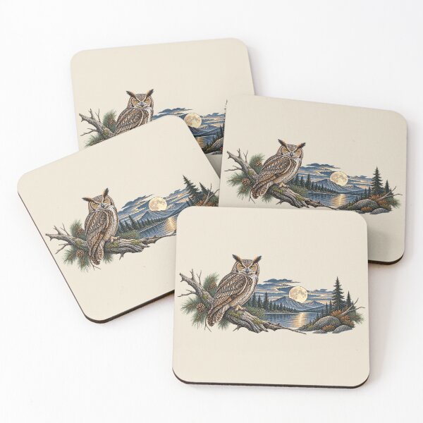Item preview, Great Horned Owl – Moonlit Forest Wildlife Art designed and sold by SusanSweetArt.