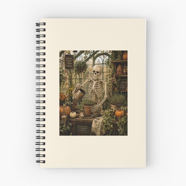 Item preview, The Greenhouse Keeper — Cozy Halloween Skeleton Gardener designed and sold by Novel Works Studio.