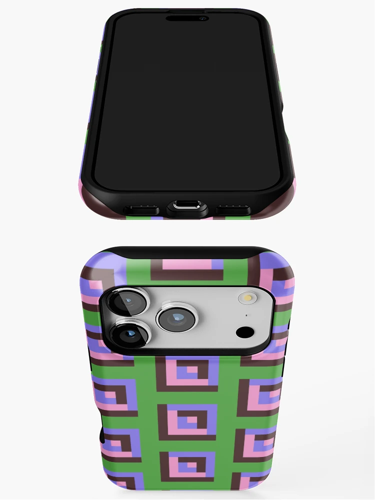 Thumbnail 3 of 4, iPhone Case, Pastel Geometric Square Pattern designed and sold by RACDesignStudio.