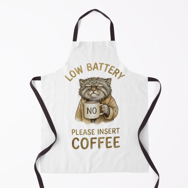 Item preview, Funny Grumpy Pallas Cat Coffee Low Battery Watercolor designed and sold by PawtopiaArt.