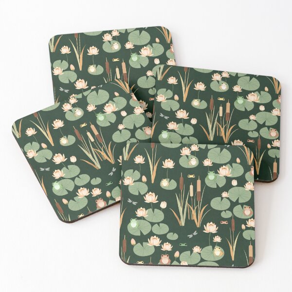 Item preview, Lily Pads Reeds and Dragonflies Pond Pattern designed and sold by UnhingedBird.