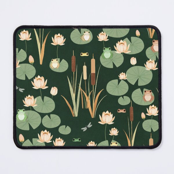 Item preview, Lily Pads Reeds and Dragonflies Pond Pattern designed and sold by UnhingedBird.