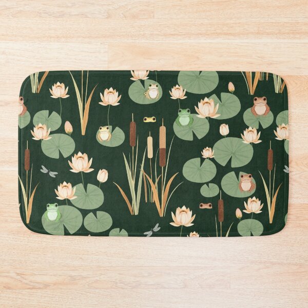 Item preview, Lily Pads Reeds and Dragonflies Pond Pattern designed and sold by UnhingedBird.