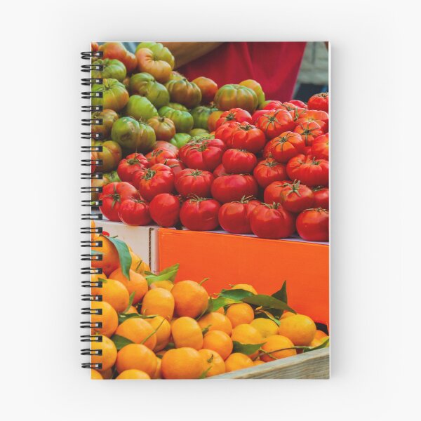 Item preview, Vibrant Fresh Market Tomatoes And Oranges Display At Colorful Outdoor Produce Stand designed and sold by Nmallia.