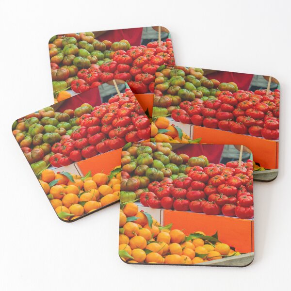 Item preview, Vibrant Fresh Market Tomatoes And Oranges Display At Colorful Outdoor Produce Stand designed and sold by Nmallia.