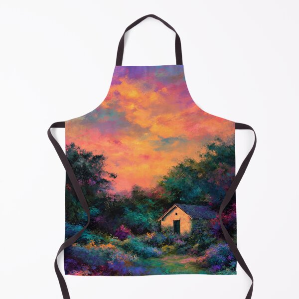 Item preview, Enchanted Cottage at Sunset – Colorful Impressionist Fantasy Landscape designed and sold by IRON SIREN.