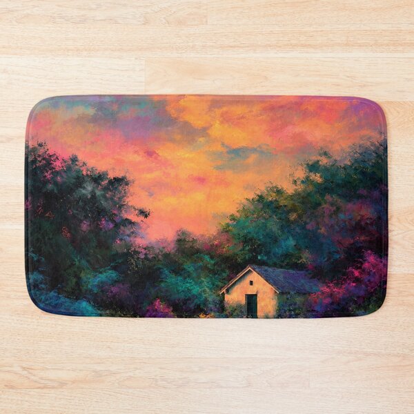 Item preview, Enchanted Cottage at Sunset – Colorful Impressionist Fantasy Landscape designed and sold by IRON SIREN.