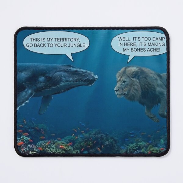 Item preview, Funny Underwater Lion and Whale Meme Art designed and sold by AfresStudio.