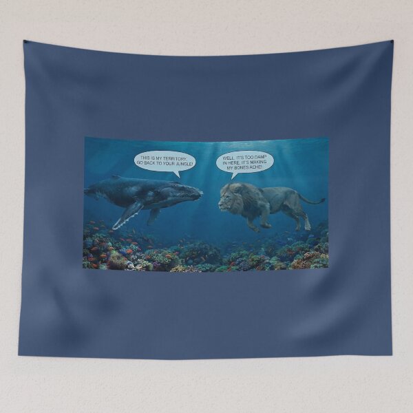 Item preview, Funny Underwater Lion and Whale Meme Art designed and sold by AfresStudio.