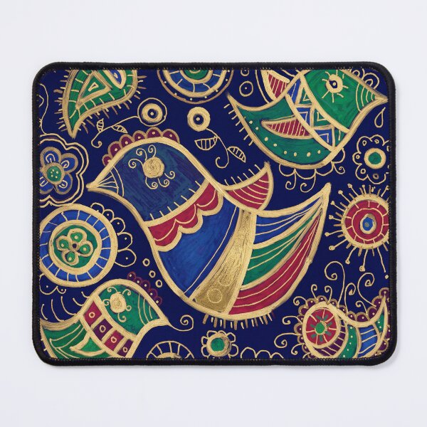 Item preview, Golden Navy Paisley Bird Pattern designed and sold by Fani*.