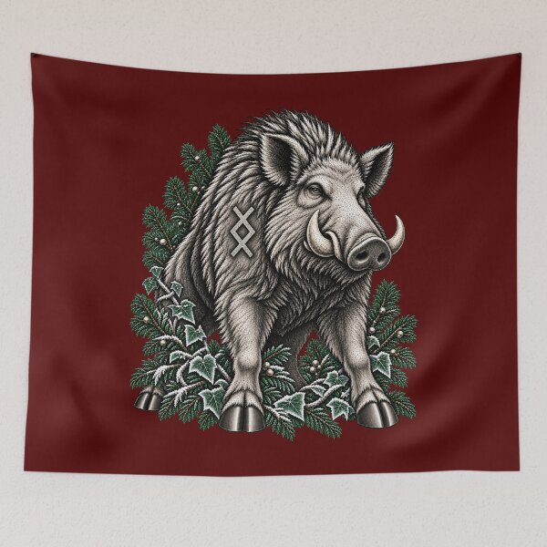 Item preview, Gullinbursti – Sacred Yule Boar with Ingwaz Rune designed and sold by Anyshca.