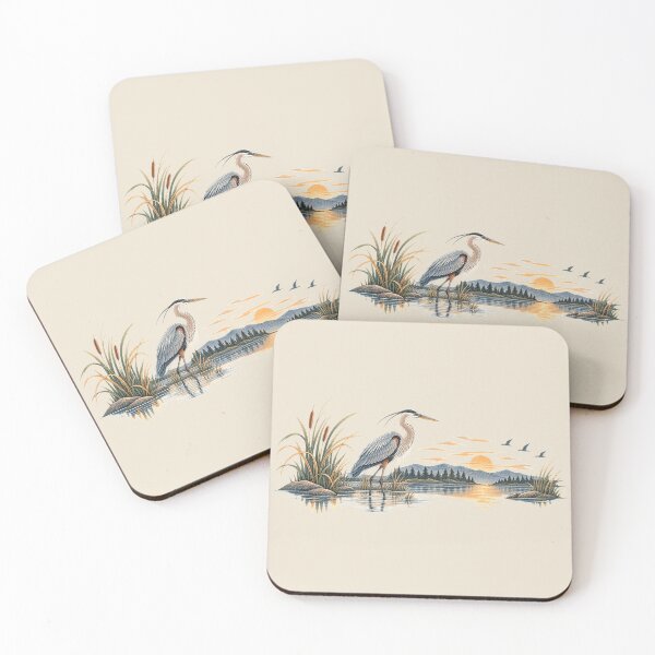 Item preview, Great Blue Heron – Peaceful Marsh Sunset Wildlife Art designed and sold by SusanSweetArt.