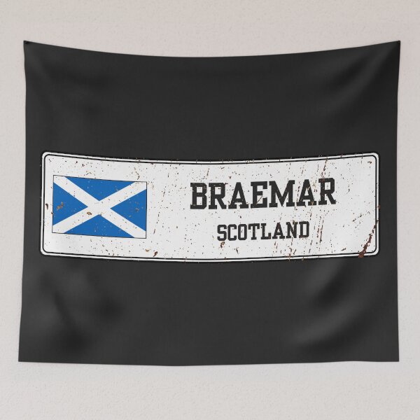 Item preview, Braemar Scotland Vintage Street Sign Rusted Metal Plate designed and sold by jeshands.