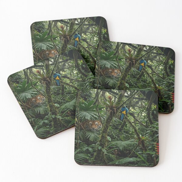 Item preview, Dense forest, tiger, macaw, and orchids. designed and sold by Solomon-Ent-144.