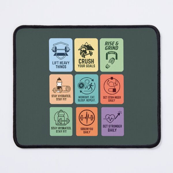 Item preview, Daily Fitness Motivation Grid - Gym Quotes & Fitness Icons designed and sold by MyHappyArtShop.