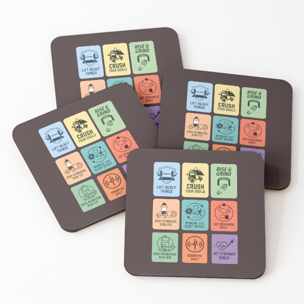 Item preview, Daily Fitness Motivation Grid - Gym Quotes & Fitness Icons designed and sold by MyHappyArtShop.