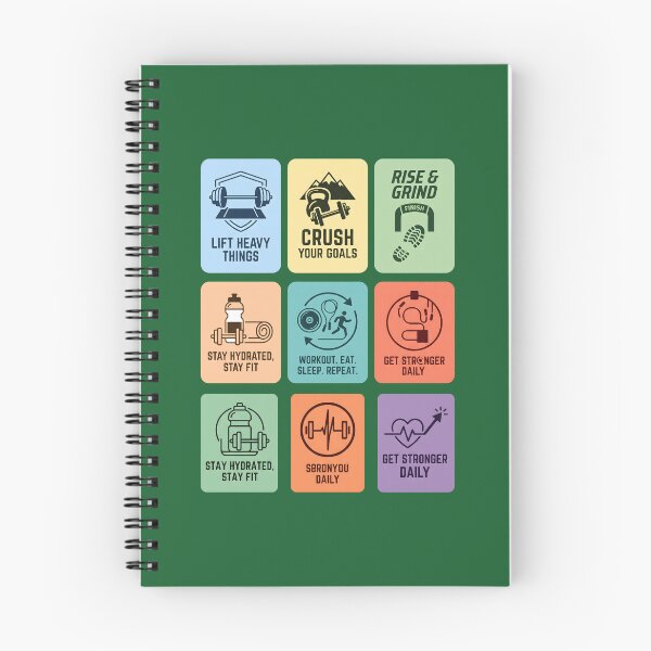 Item preview, Daily Fitness Motivation Grid - Gym Quotes & Fitness Icons designed and sold by MyHappyArtShop.