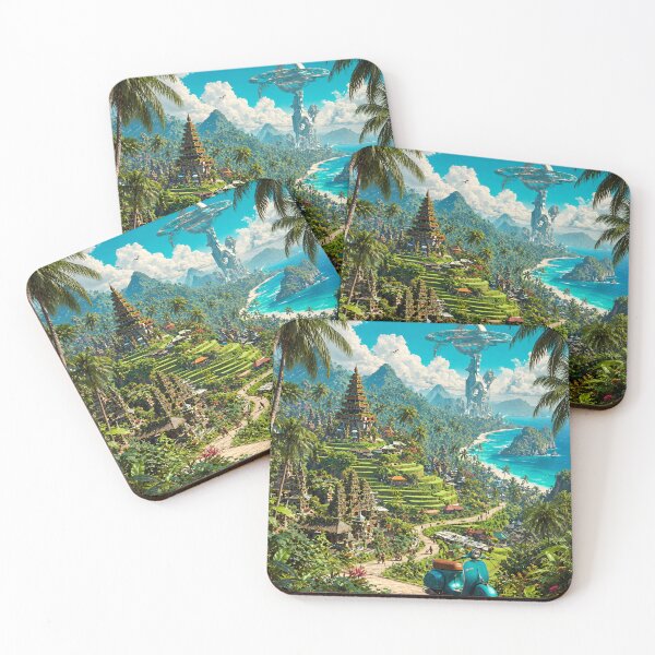 Item preview, Tropical Utopia – Futuristic Island Paradise & Ancient Temple designed and sold by IRON SIREN.