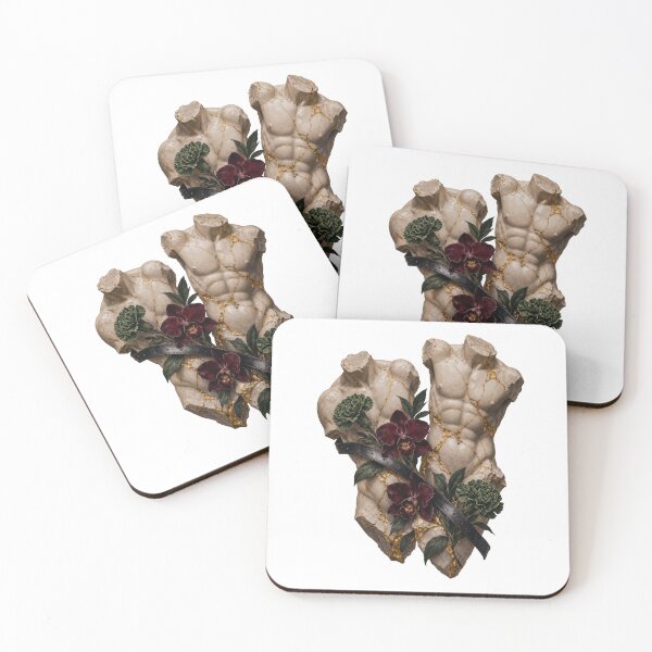 Item preview, Kintsugi Marble Torso Dark Floral Gothic Art designed and sold by ZhivanCrimson.