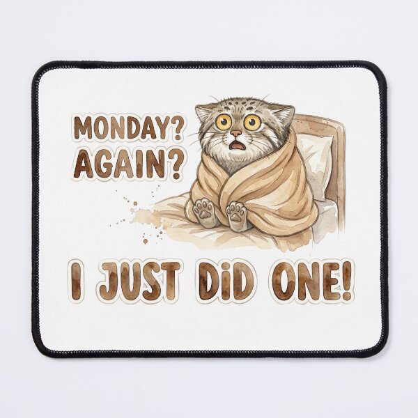 Item preview, Funny Monday Pallas Cat In Blanket Watercolor Art designed and sold by PawtopiaArt.