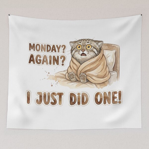 Item preview, Funny Monday Pallas Cat In Blanket Watercolor Art designed and sold by PawtopiaArt.