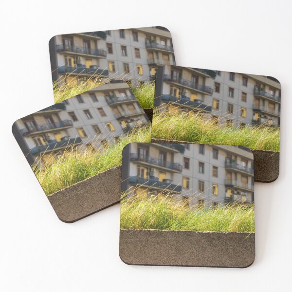 Item preview, Lush Grass On Concrete Wall With Urban Apartment Building Backdrop At Dusk designed and sold by Nmallia.
