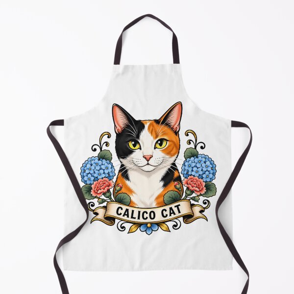 Item preview, Calico Cat Vintage Hydrangea Tattoo Art designed and sold by Old's Cool Cat Studio.