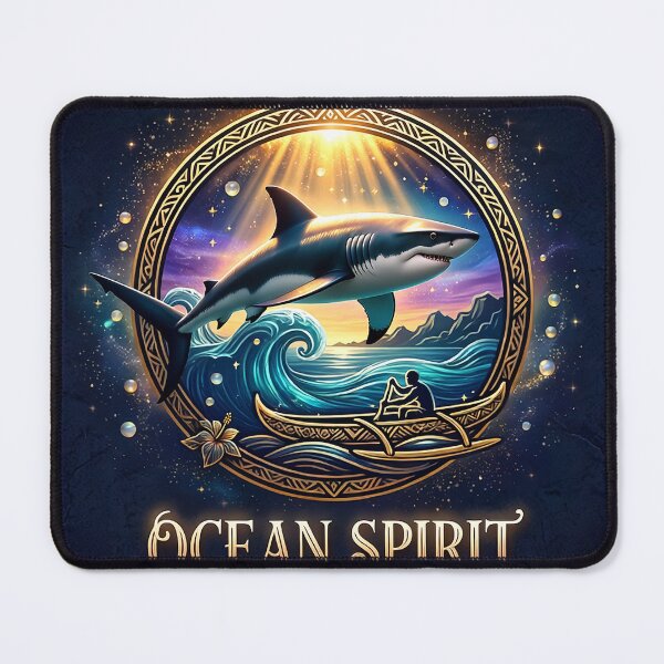Item preview, Ocean Spirit — Great White Shark, Outrigger Canoe and Sacred Waves designed and sold by Hawaii26.