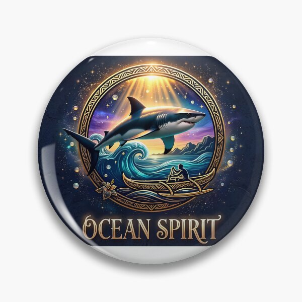 Item preview, Ocean Spirit — Great White Shark, Outrigger Canoe and Sacred Waves designed and sold by Hawaii26.
