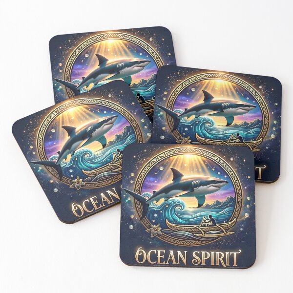 Item preview, Ocean Spirit — Great White Shark, Outrigger Canoe and Sacred Waves designed and sold by Hawaii26.