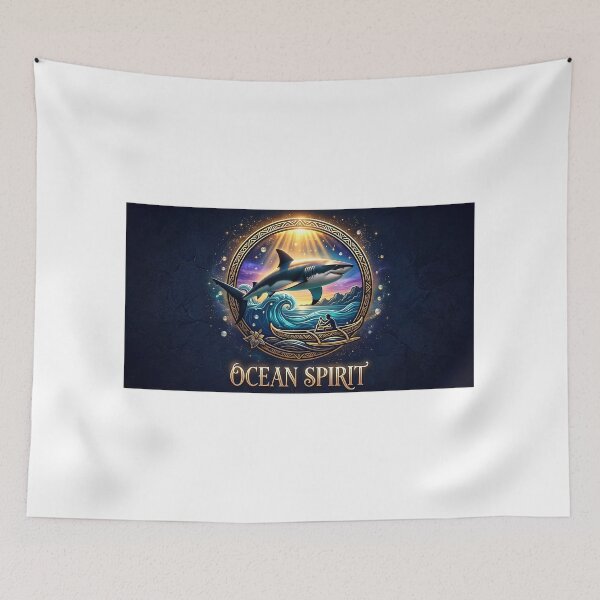 Item preview, Ocean Spirit — Great White Shark, Outrigger Canoe and Sacred Waves designed and sold by Hawaii26.