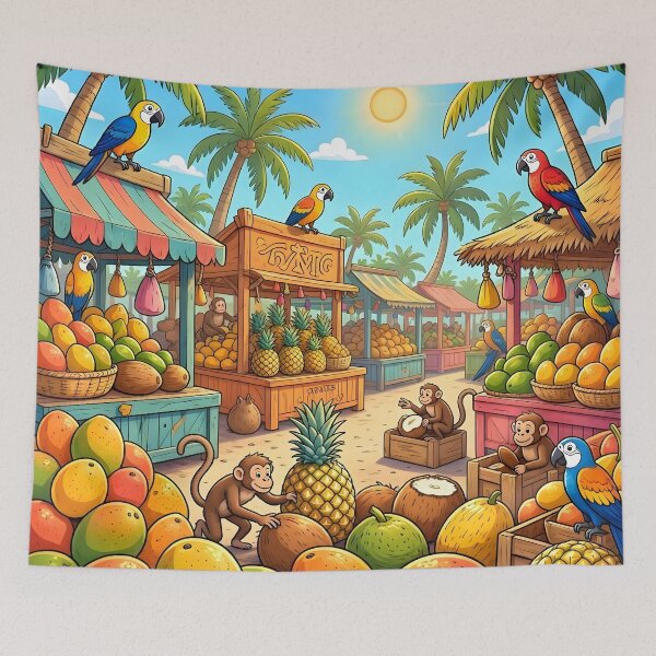 Item preview, Tropical Fruit Market Monkeys Parrots Paradise designed and sold by Herodestroyer.