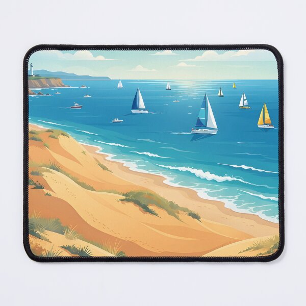Item preview, Bright sunny beach with sand dunes and sailboats designed and sold by homydesign.