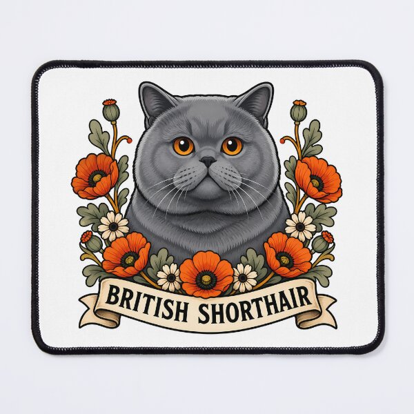 Item preview, British Shorthair Cat Poppy Tattoo Art designed and sold by Old's Cool Cat Studio.