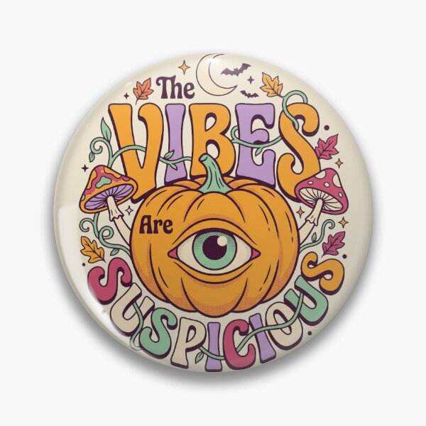 Item preview, The Vibes Are Suspicious Groovy Retro Halloween Pumpkin designed and sold by Pick&Grin.