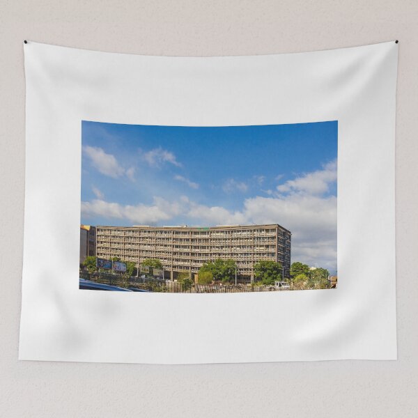 Item preview, Large Apartment Building Under Clear Blue Sky With Trees and Street Scene designed and sold by Nmallia.