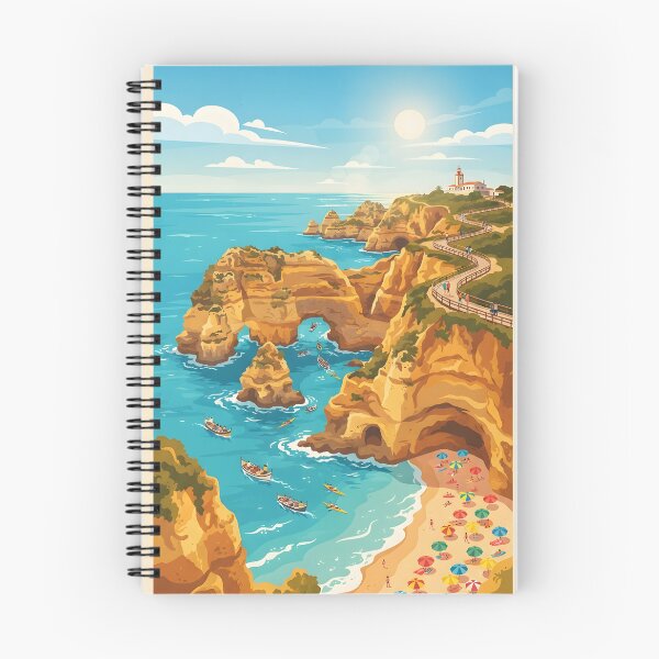 Item preview, Sunny coastal cliffs with turquoise sea arch and beach travel poster designed and sold by homydesign.