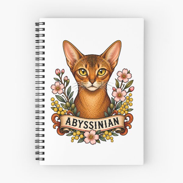 Item preview, Abyssinian Cat Cherry Blossom Tattoo Art designed and sold by Old's Cool Cat Studio.