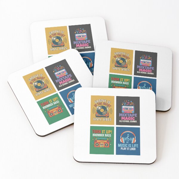 Item preview, Retro Music Vibes - Vintage Vinyl, Cassette Tape & Boombox Grid designed and sold by MyHappyArtShop.