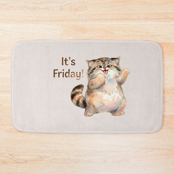 Item preview, Cute Happy Pallas Cat It's Friday Watercolor designed and sold by PawtopiaArt.