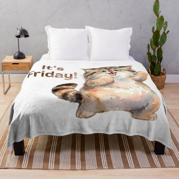 Item preview, Cute Happy Pallas Cat It's Friday Watercolor designed and sold by PawtopiaArt.