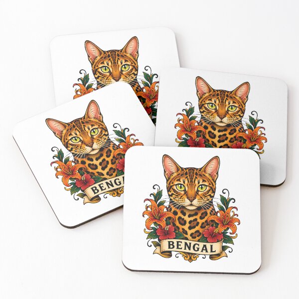 Item preview, Bengal Cat Tiger Lily Tattoo Art designed and sold by Old's Cool Cat Studio.